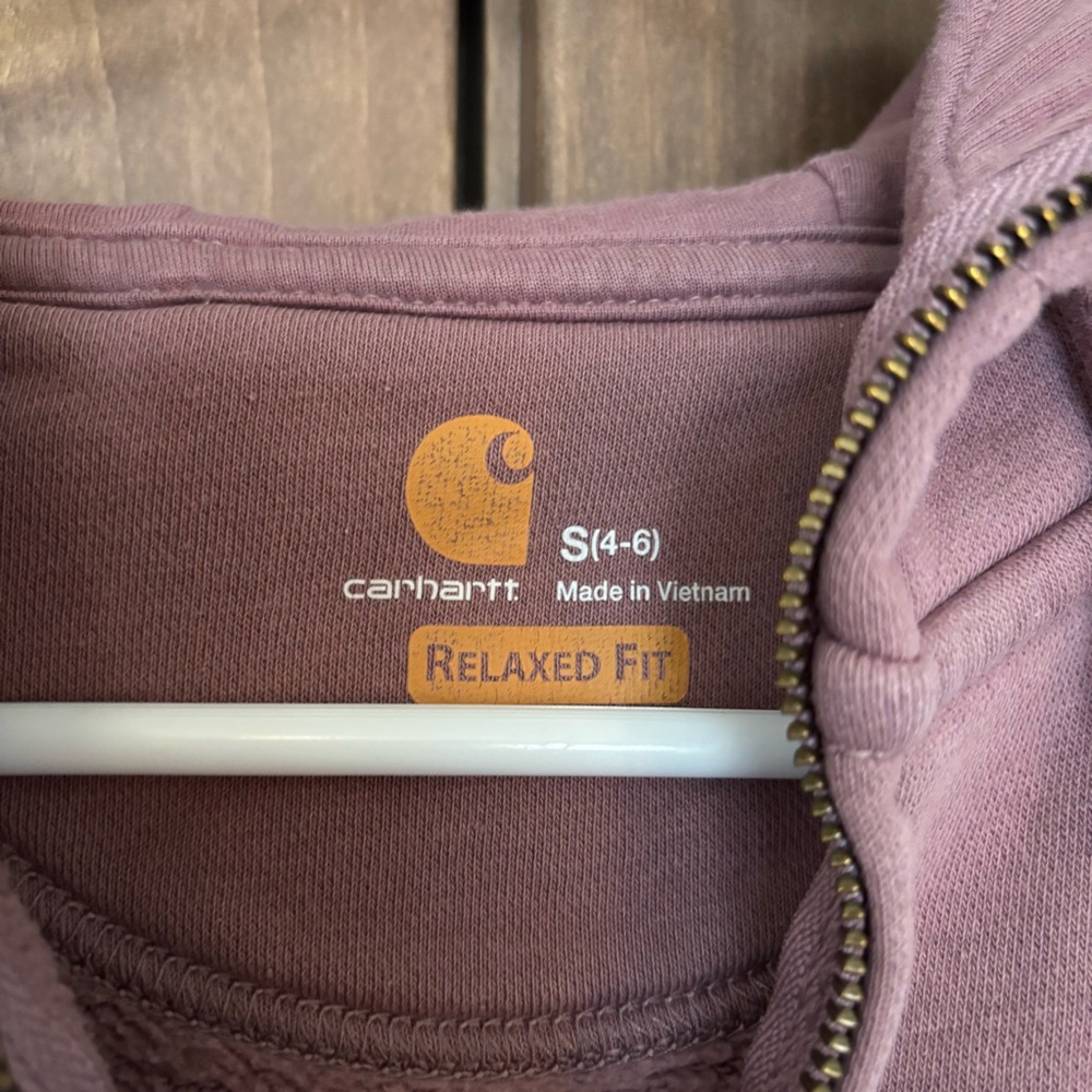 Carhartt Relaxed Fit Mauve Purple Lilac Zip Up Hoodie Size S (4-6) - Picture 4 of 6